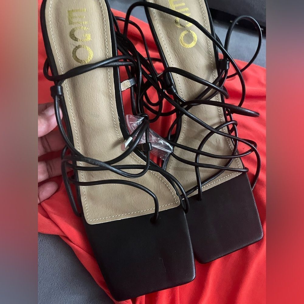 Ego black strappy heels